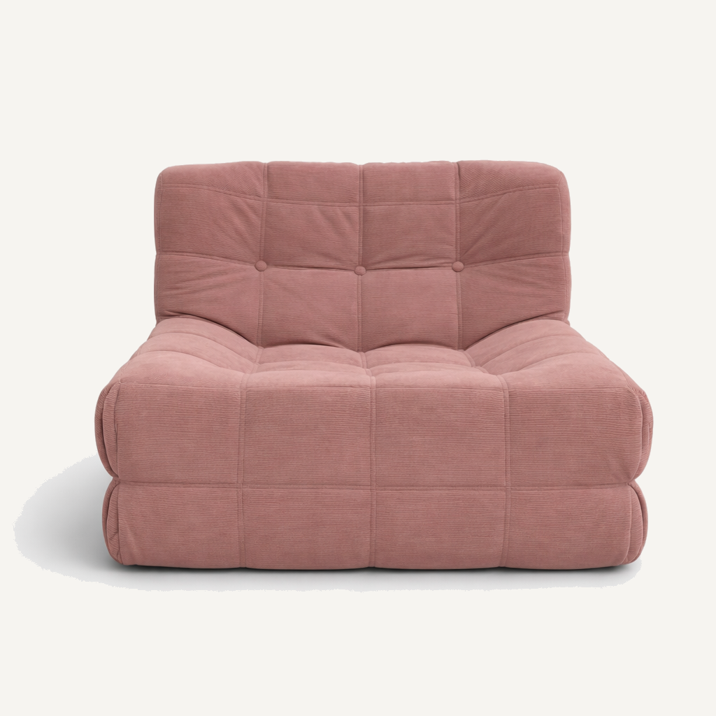 B-006 Quilted Grid Lounge Chair, front view